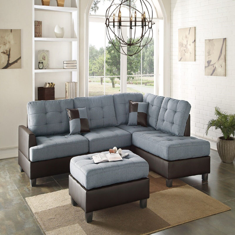 Canapé modulaire contemporain en polyfibre gris et lin
