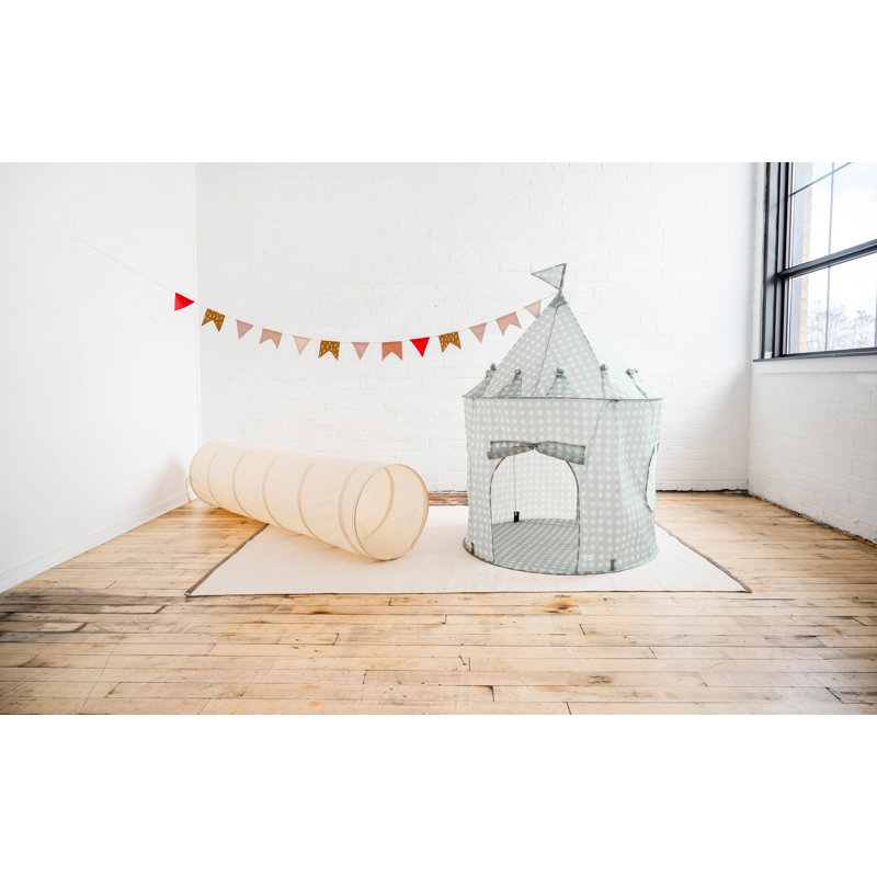 Gingham Blue Recycled Fabric Kids Play Tent Castle