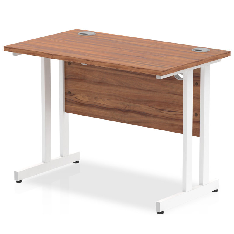 Ladajah Metal Base Computer Desk, Walnut, 73cm H x 100cm W x 60cm D, White