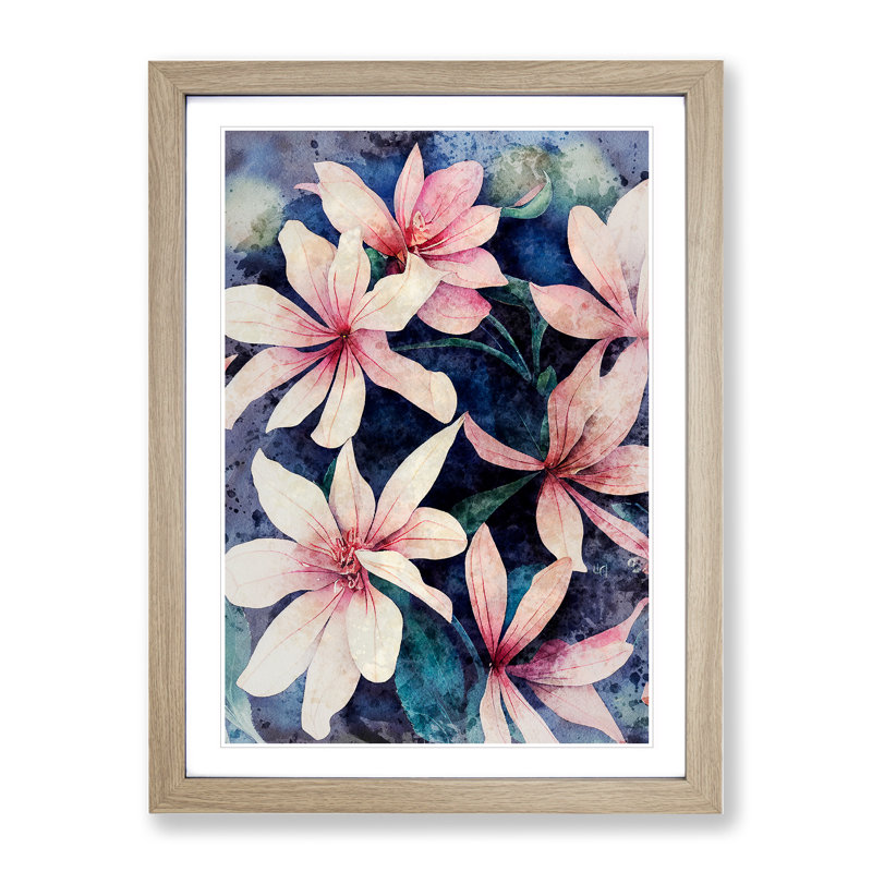 Flower No.5 - Single Picture Frame Print, 64cm H x 46cm W x 2cm D, Oak