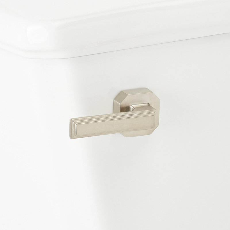 Toilette allongée deux pièces Benbrook 1,28 GPF, Blanc / nickel brossé