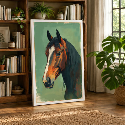 Gentle Horse Portrait Rustic - Wrapped Canvas