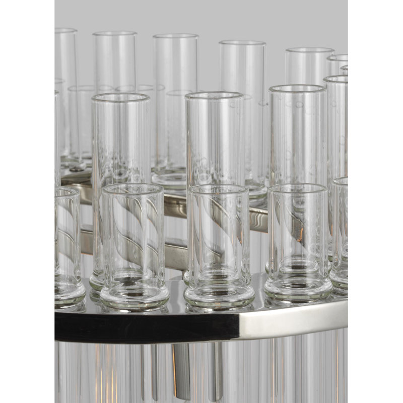 7 - Light Dimmable Square / Rectangle Chandelier, Polished Nickel