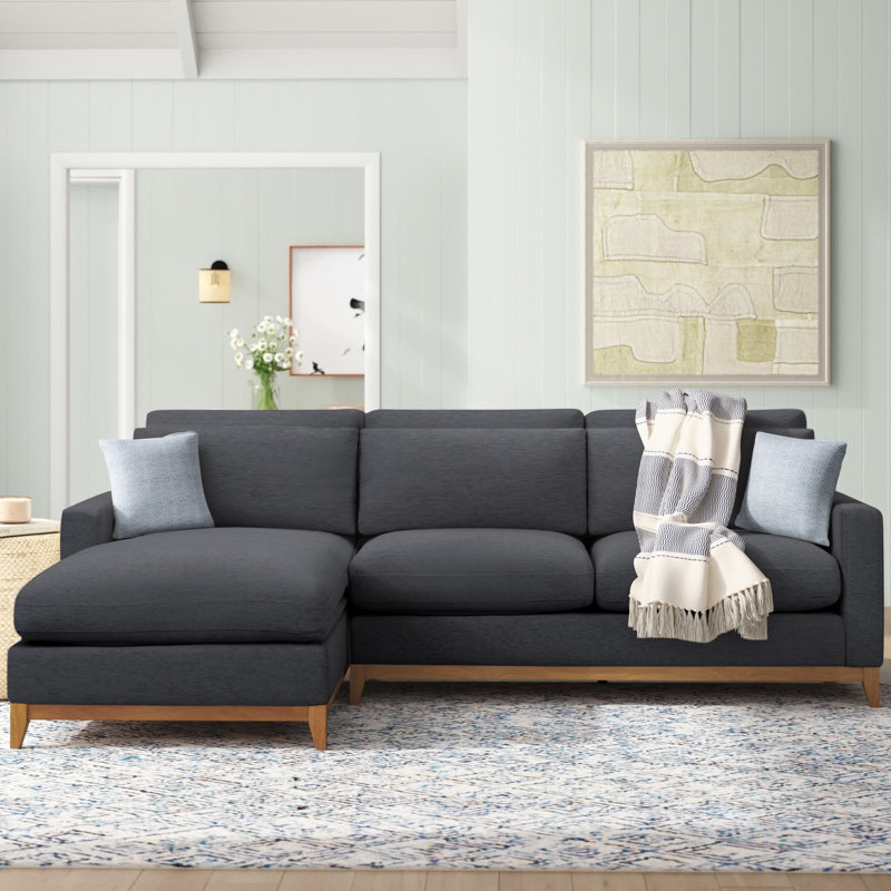 Bazil Upholstered L-Shaped Sectional Left Hand Facing, Gray 100% Polyester