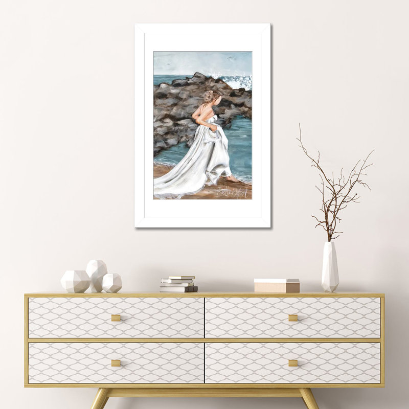 «Take Me To The Water», reproduction d'art mural, papier d'art encadré, H 24 po x l 16 po, Blanc