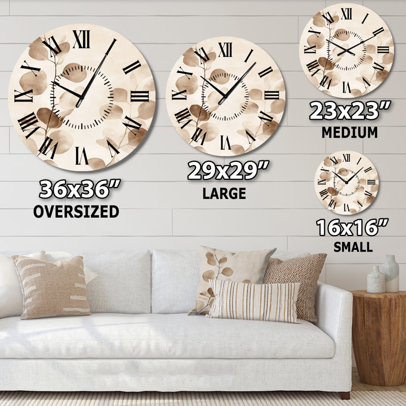 Horloge murale Neutre Eucalyptus Calm - Botanical Silent, Grand