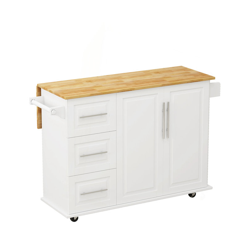 Kitchen Island Cart With 2 Door Cabinet And Three Drawers,43.31 Inch Width With Spice Rack,Towel Rack