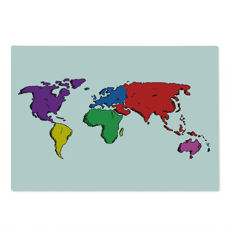 Ambesonne World Map Cutting Board Large Size Modern Multicolor
