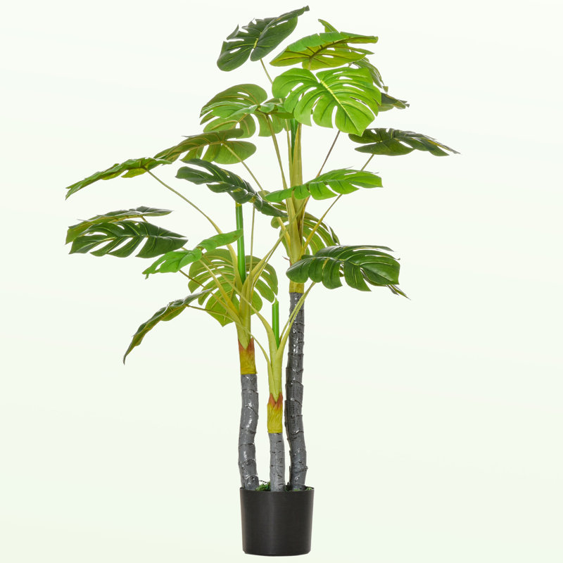 Arbre artificiel 47 po avec pot en plastique, plante artificielle résistante aux rayons UV pour décoration intérieure et extérieure - feuilles réalistes, peu d'entretien.