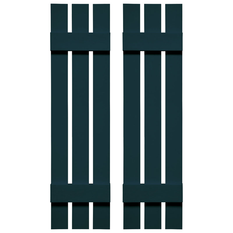 Builders Edge, paire de volets personnalisés à trois planches espacées, planche-n-lattes, 44 po, Bleu minuit