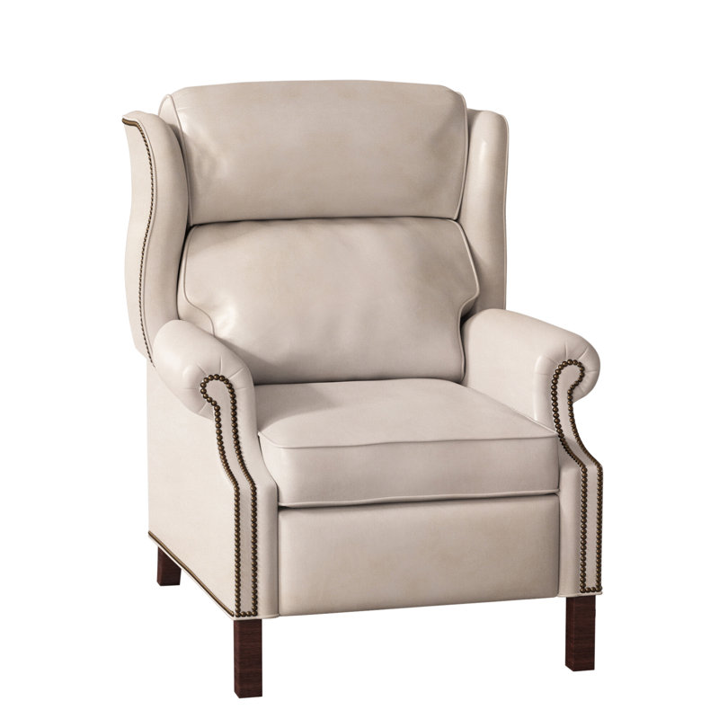 Fauteuil inclinable présidentiel, Naturel, Acajou, Cuir véritable minéral Rio
