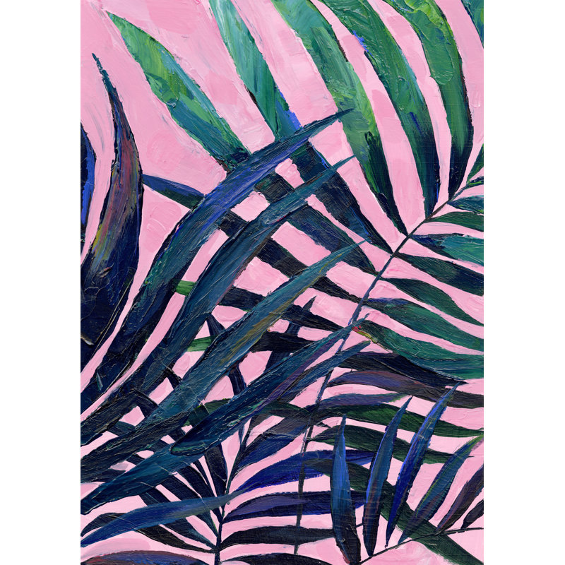 Tropical Leaves - Painting Print, 91cm H x 61cm W, Black Floater Framed