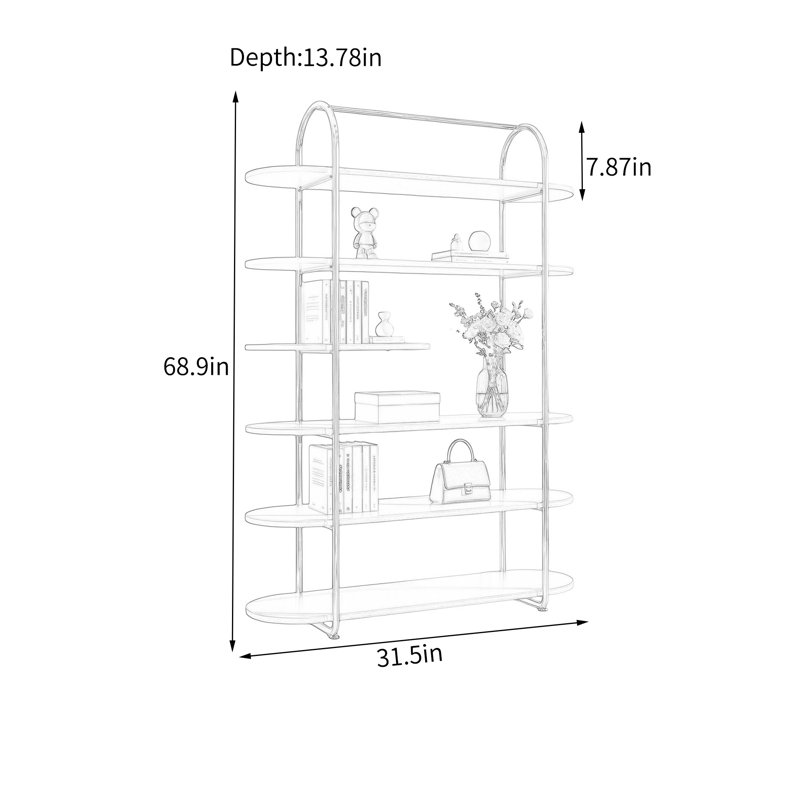 Tablette de rangement moderne orange, 68.9" H x 31.5" W x 13.78" D