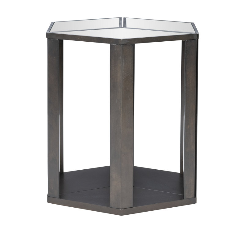 Siobhan Mirrored Glass Top End Table Set, Brown