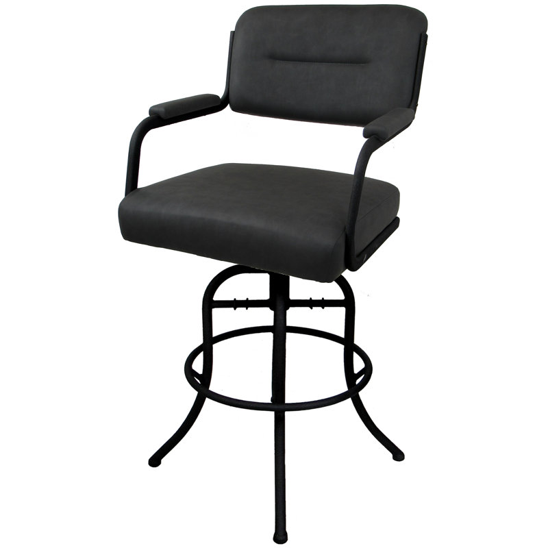 Tabouret de comptoir pivotant 26 po Gurpal, Vinyle gris / cadre noir