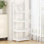 Étagère à 4 niveaux pour bibliothèque intérieure en bois rustique avec structure en métal, support de rangement rustique avec tablettes ouvertes pour le salon, la chambre à coucher et le balcon (blanc)