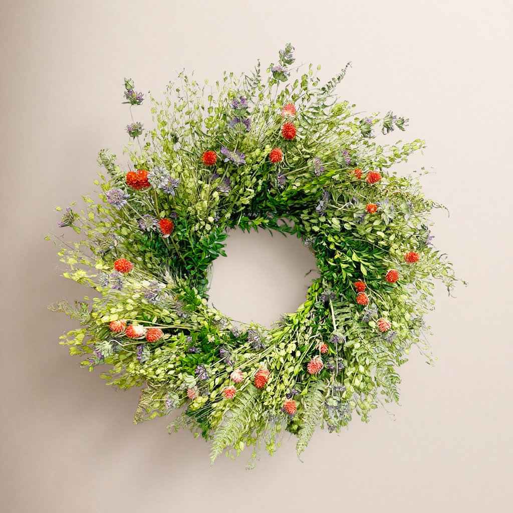 Handcrafted Dried Wreath, 30" H x 30" W x 5" D