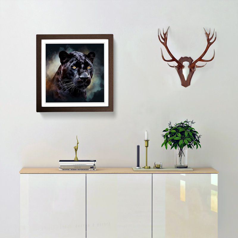 Panther Digital Art No.1 - Single Picture Frame Print on Wood, Walnut