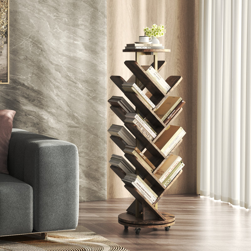 Bibliothèque pivotante à 360 °, bibliothèque à 16 niveaux pour arbre rotatif, bibliothèque à rotation sur 360 degrés, bibliothèque d'angle avec roulettes