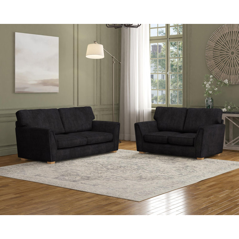 Wendleberry Three Seater and Two Seater, Fixed Back, Ebony