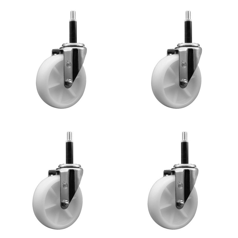 Ensemble de roulettes extensibles pivotantes à roulettes en nylon 5 pouces SS 3/4 pouces SCC