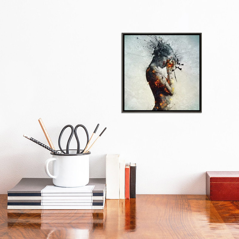 " Deliberation " by Mario Sanchez Nevado, 37" H x 37" W, Floater Framed Canvas, Distressed Black
