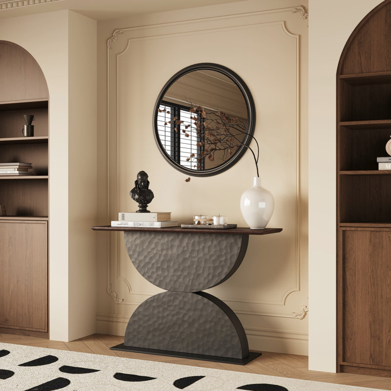Console de 47 po en bois à texture martelée 47 po avec DEL, parfaite pour un décor de salon contemporain, une utilisation multi-scène, une installation rapide et des outils