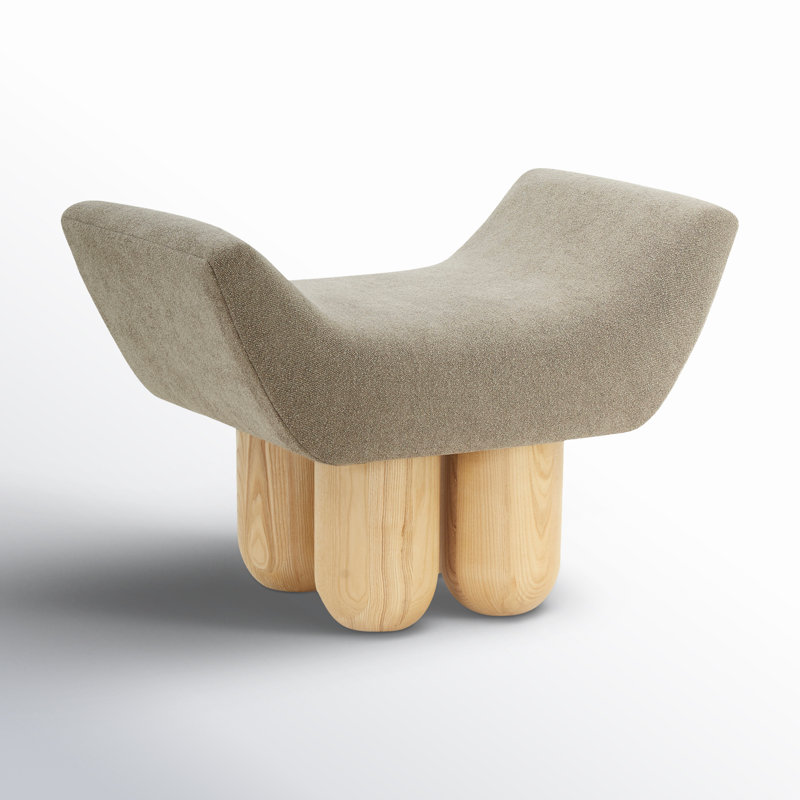 Lydie Upholstered Ottoman, Dark Brown Fabric