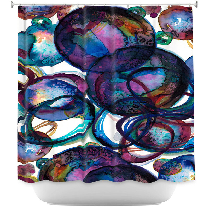 Rideau de douche simple Worlds Collide, Bleu / Mauve