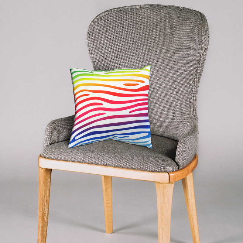 Animal Print Reversible Throw Pillow, Rainbow Gradient/White