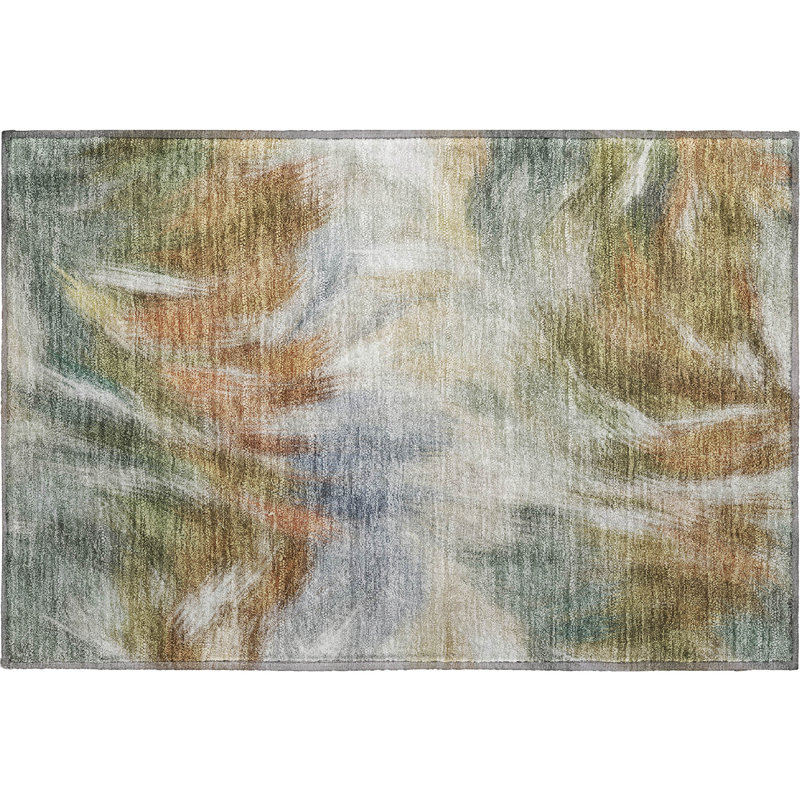 Tapis abstrait lavable à la machine de qualité supérieure Mayfield AMF2096, 1 pi 8 po x 2 pi 6 po, Beige