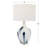 Jasmane Glass Abstract White Accent Lamp with Blue Drip Splatter Design