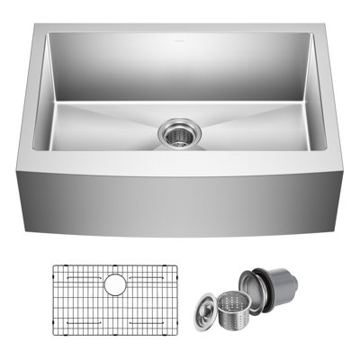 KRAUS Standart Pro Apron Front Farmhouse 16 Gauge Bowl Stainless Steel Kitchen Sink