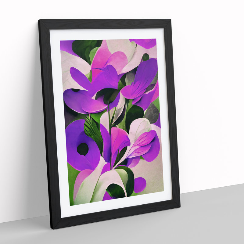 Abstract Floral Painting No.5 - Single Picture Frame Print, Black, 64cm H x 46cm W