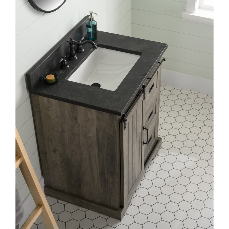 Ensemble de meuble-lavabo simple 30 po Cayden, Bleu Purbeck, Gris patiné