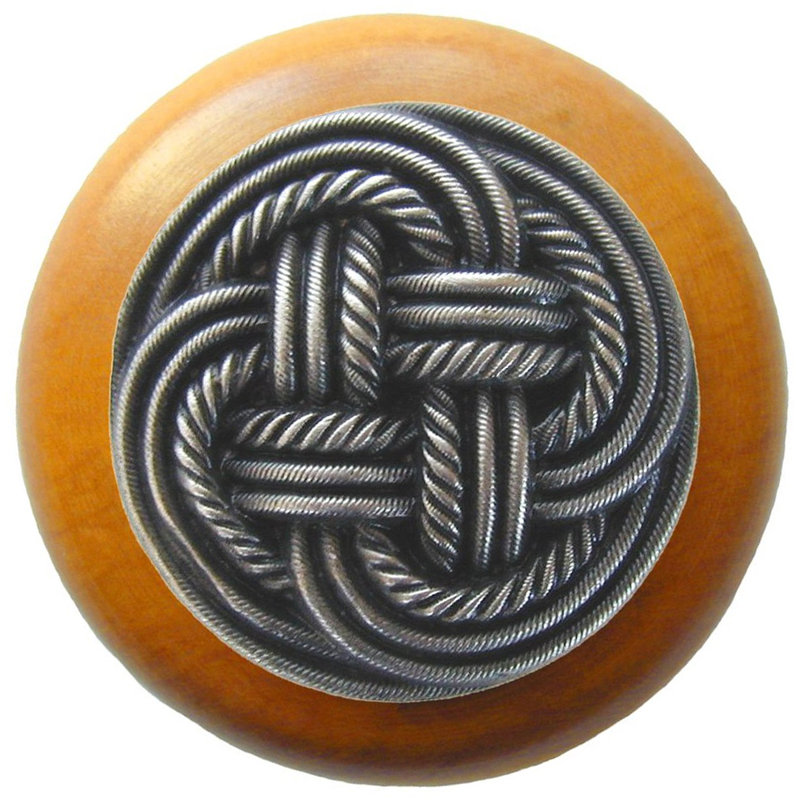 Classic 1.5" Diameter Mushroom Knob, Antique Pewter/Maple Wood