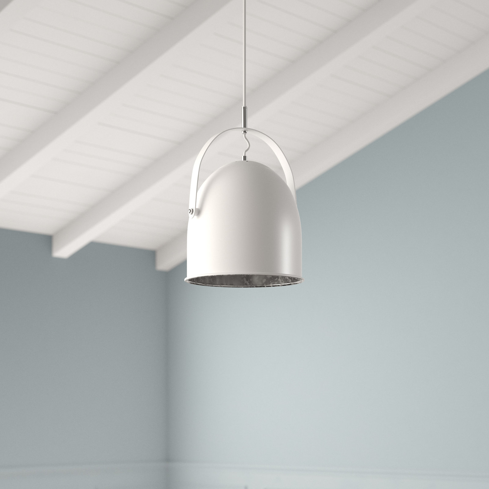 Charlette Single Light Metal Dimmable Pendant, White/Silver