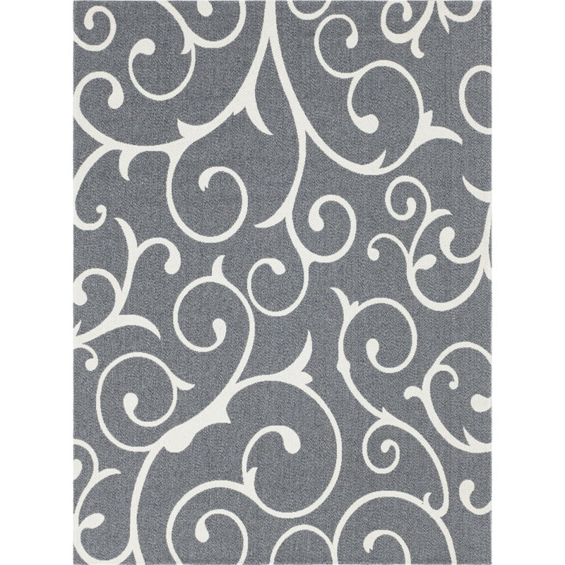 Omro Cotton Damask Indoor Rug, Rectangle 7'5" x 10'