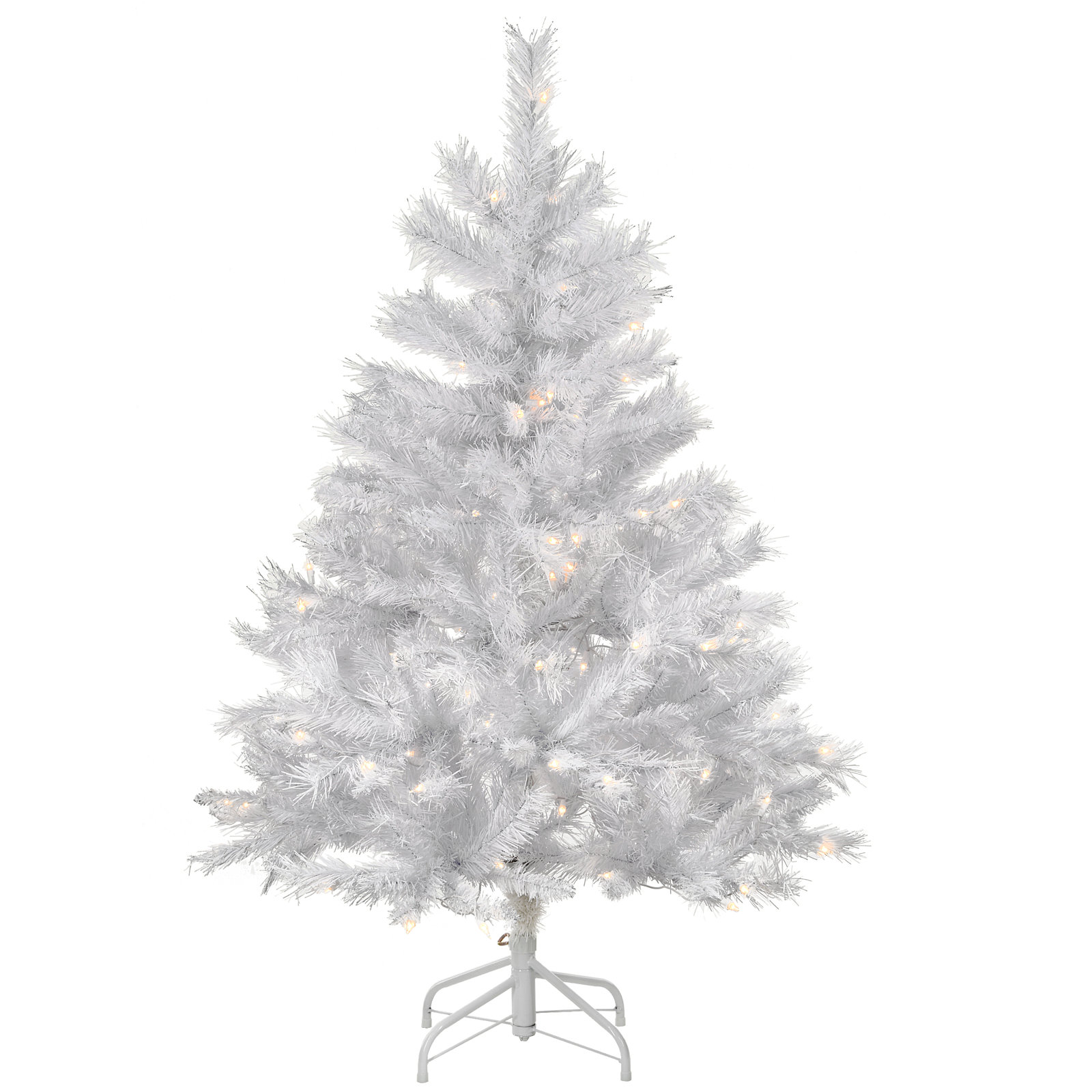 Glittery Winchester White Pine Tree with Clear Lights, 4.5'