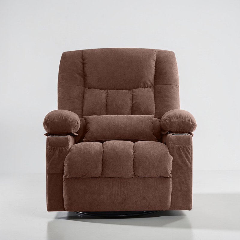 Adair Massage Swivel Rocker Recliner Chair With Vibration Massage And Heat For Living Room With Rocking Function And Side Pocket, 2 Cup Holders, USB Charge Port