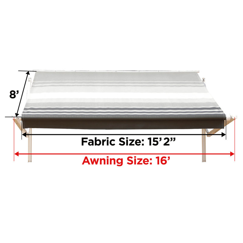 ALEKO 96'' W D Polyester Cover Retractable Trailer Awning, Gray, 192" H x 96" W x 3" D