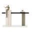 Console beige en bois massif avec forme rectangulaire noire-1785553327