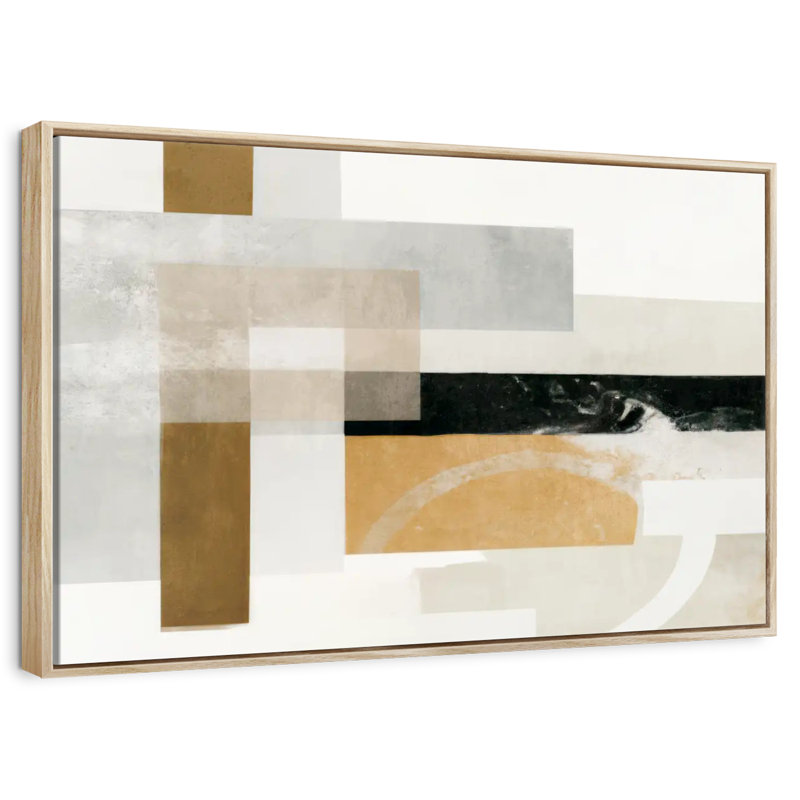 Rectangle doré et gris Bublitz, Cadre flottant en bois naturel, 37 po x 25 po