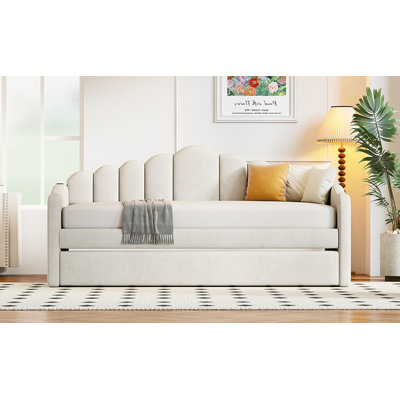 Sophia Velvet Upholstered Daybed with Trundle & USB Charging Ports