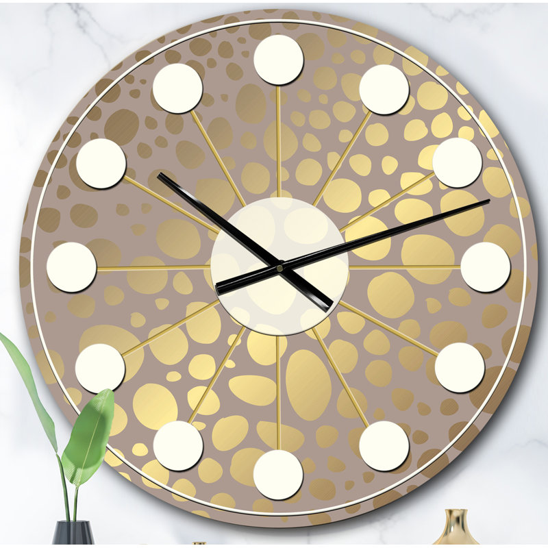 Golden Marble Design III - Mid-Century Modern wall clock, Large