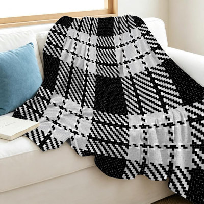 Jeté en flanelle noire ultra douce en molleton, imprimé sur fond simple en tissu foncé