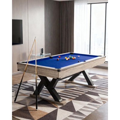 Ensemble complet de table de billard 7 pieds avec pieds en K, queues de billard, boules et tissu pour la salle de jeu