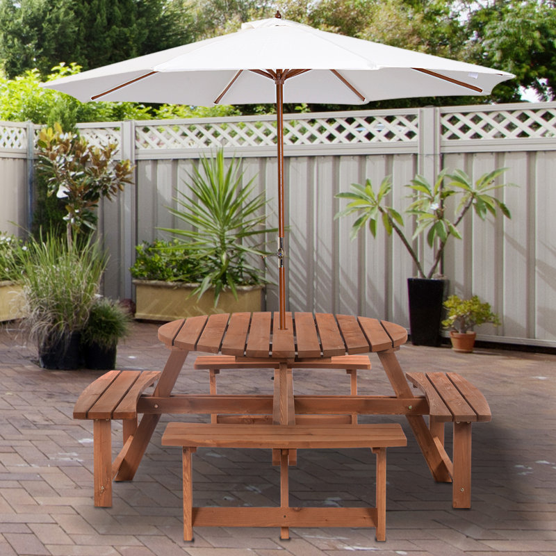 Round Solid Wood Patio Dining Set