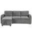 Convertible en L avec poches latérales, porte-gobelets, hublots, gris, rangement pratique, revêtement en chenille, gris pour le décor du salon-461101546