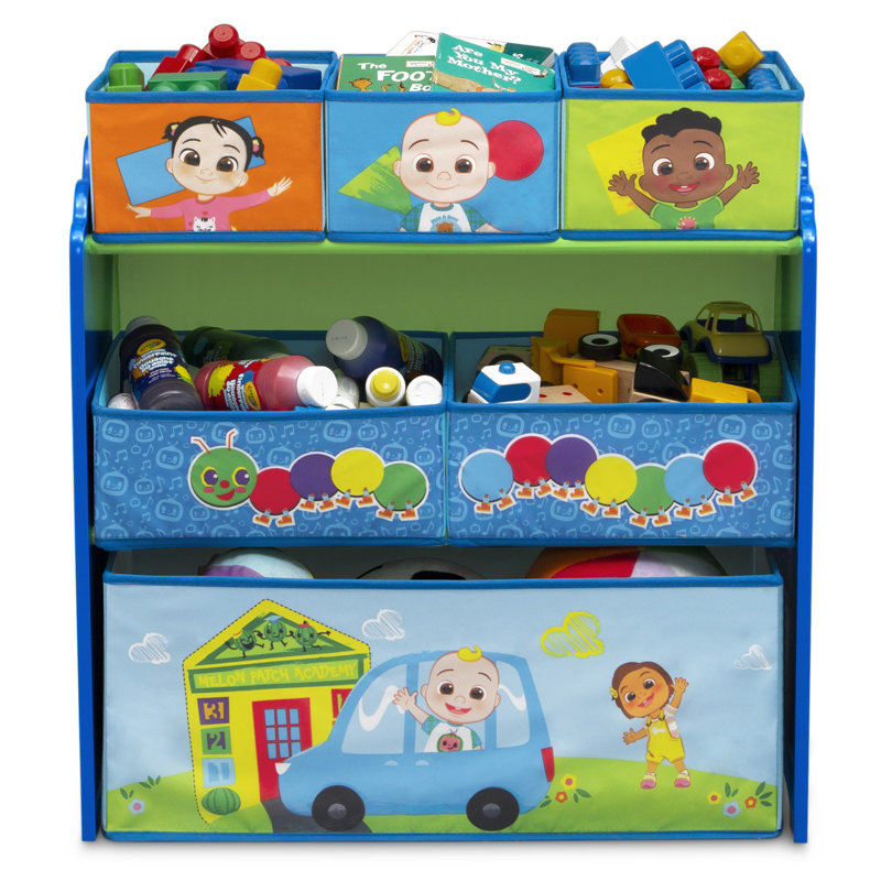 CoComelon Blue Wooden 6-Bin Toy Storage Organizer